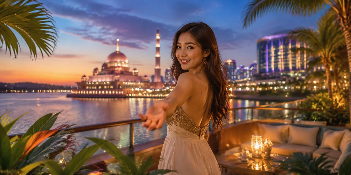 Suasana permainan kasino dalam talian moden di Putrajaya dengan meja roulette