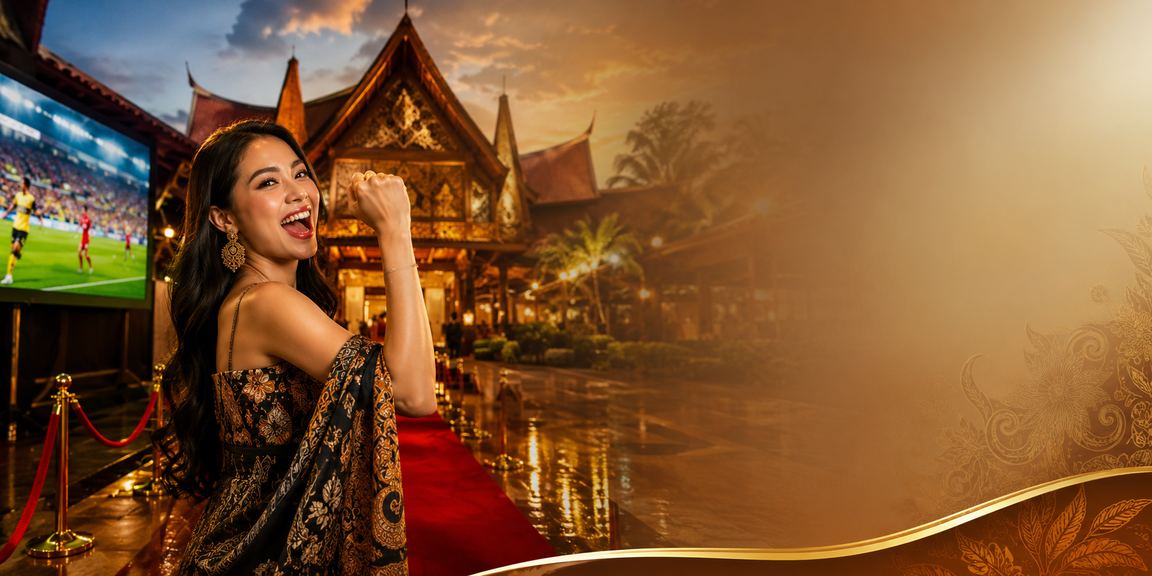 Suasana hiburan kasino yang meriah dengan motif batik Sarawak yang indah dan berwarna-warni